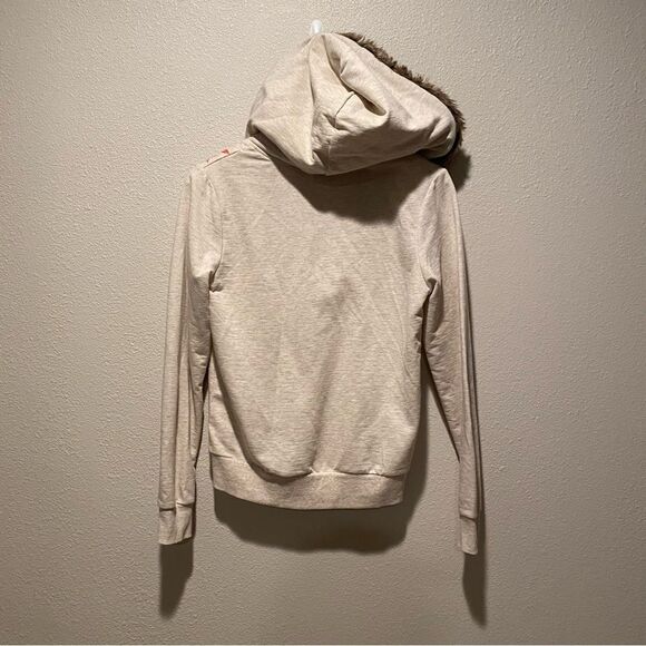 Roxy Sweatshirt Pullover faux fur hood Size Small beachy surfer casual winter - Picture 6 of 8